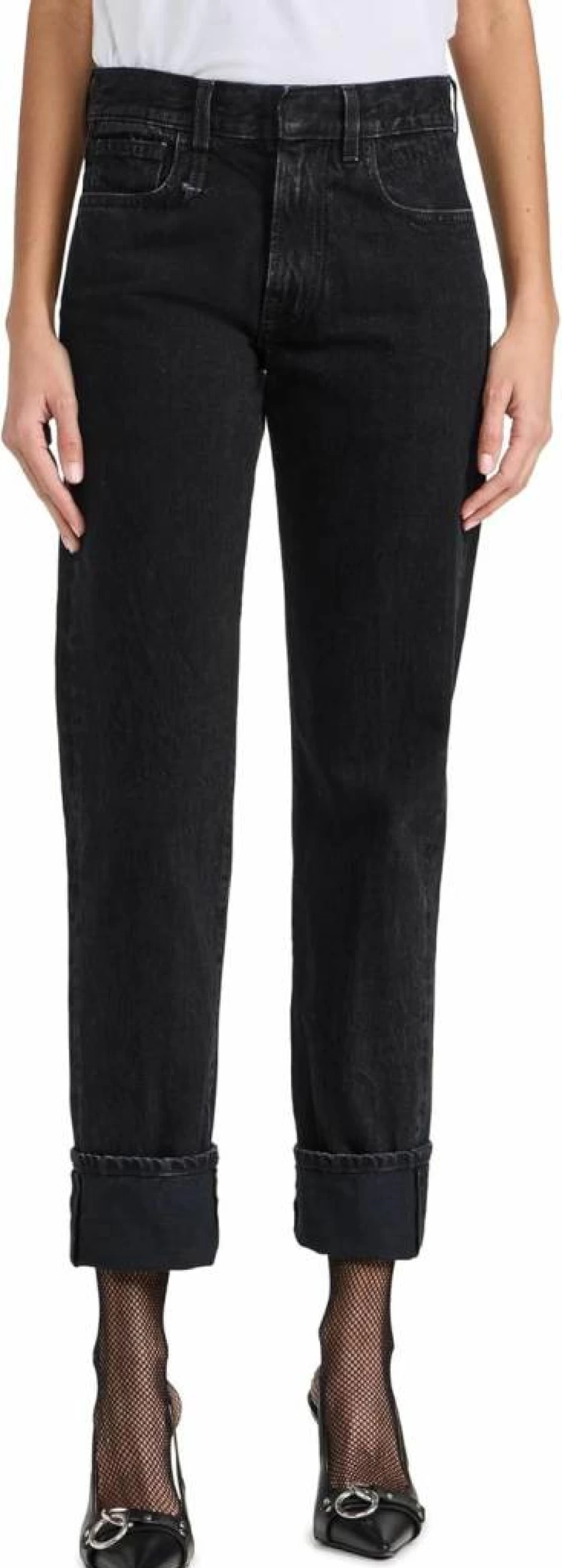 R13 Women's High-Rise Distressed Romeo Jeans with Rolled Cuff for Stylish Comfort