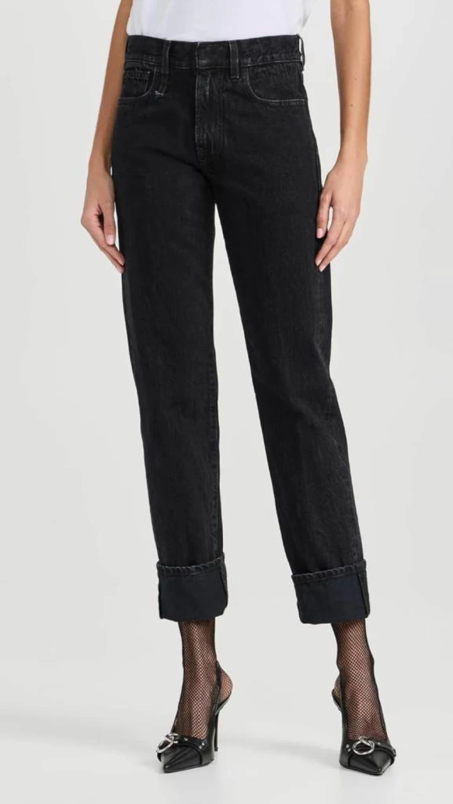 R13 Women's High-Rise Distressed Romeo Jeans with Rolled Cuff for Stylish Comfort
