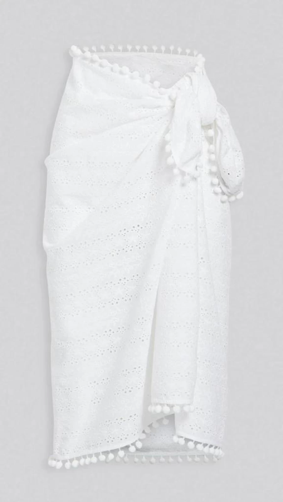 Playa Lucila Women's Eyelet Sarong Beach Cover-Up - Floral Lace Trim Summer Wrap Skirt