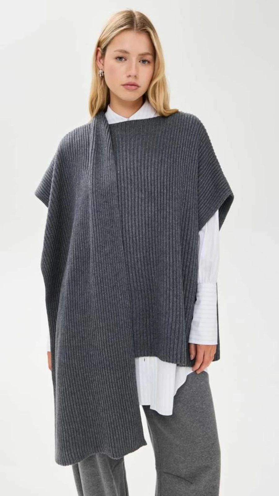 Pixie Market Women's Chunky Knit Cape Sweater - Boho Oversized Cardigan Top