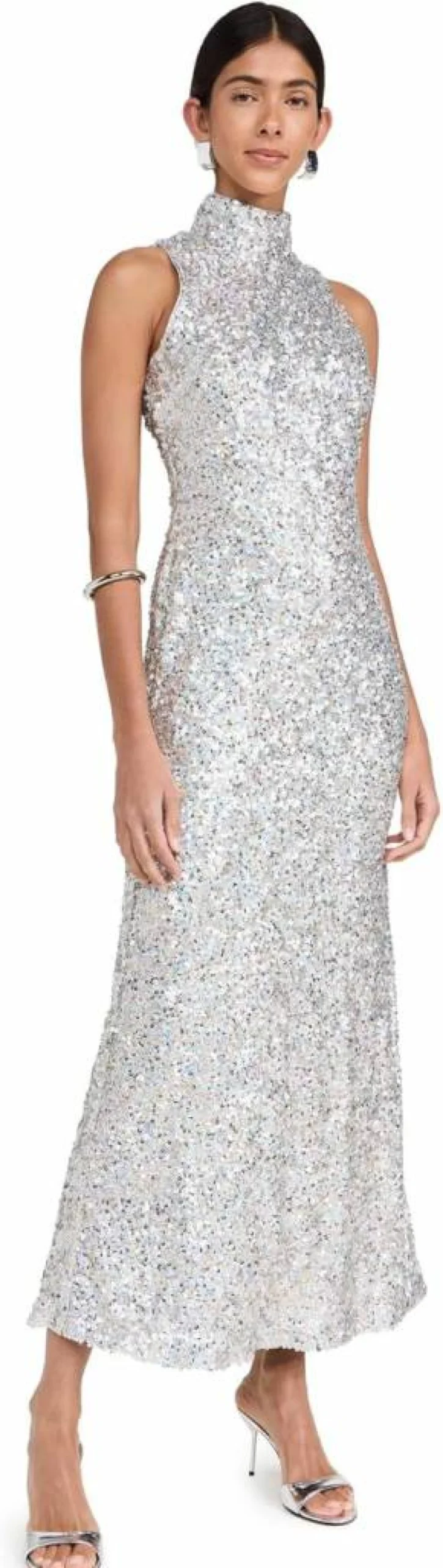 SIMON MILLER USA Women's Sleeveless Sequin Dress - Elegant Sculpted Fit Party Gown