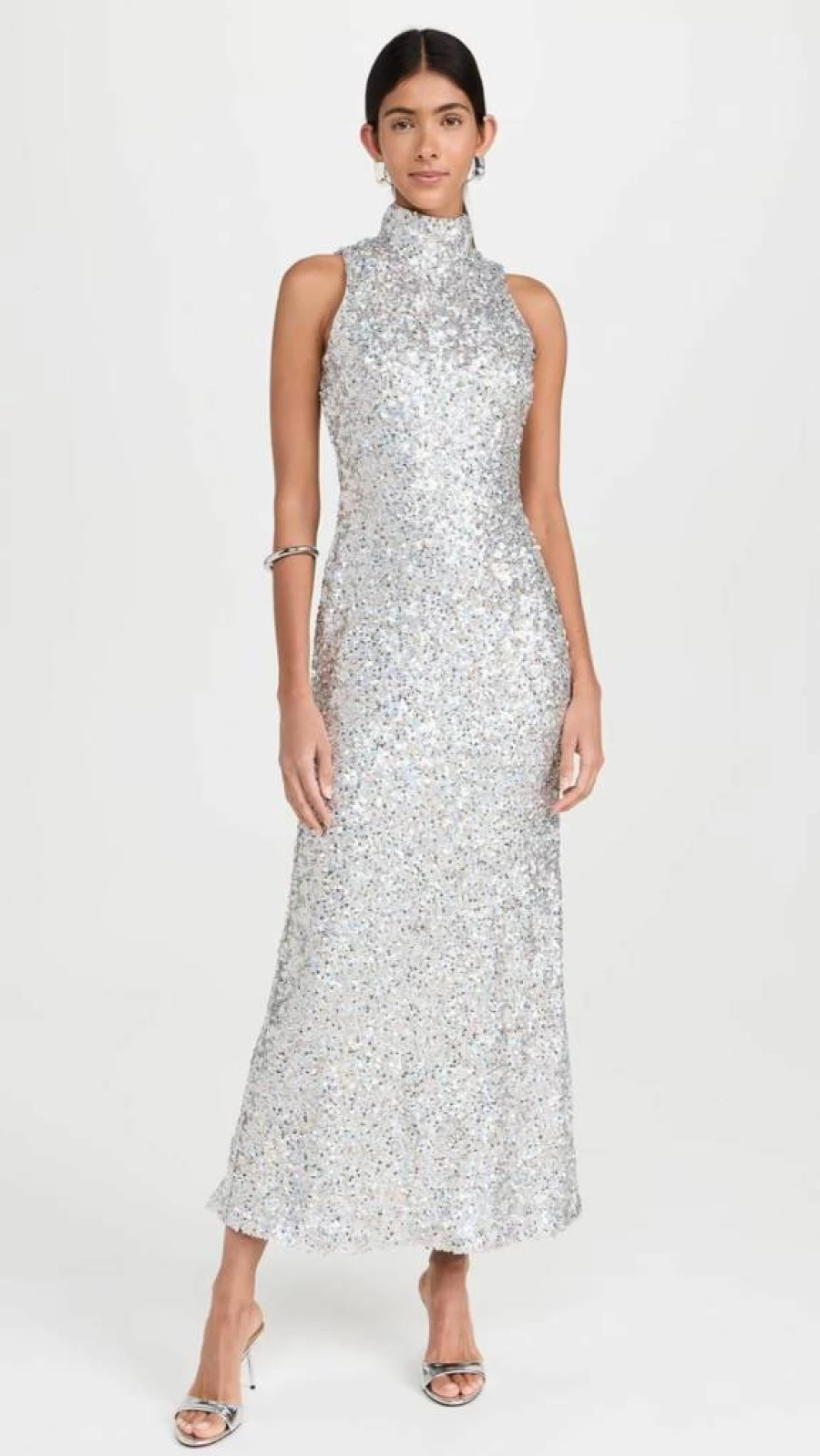SIMON MILLER USA Women's Sleeveless Sequin Dress - Elegant Sculpted Fit Party Gown