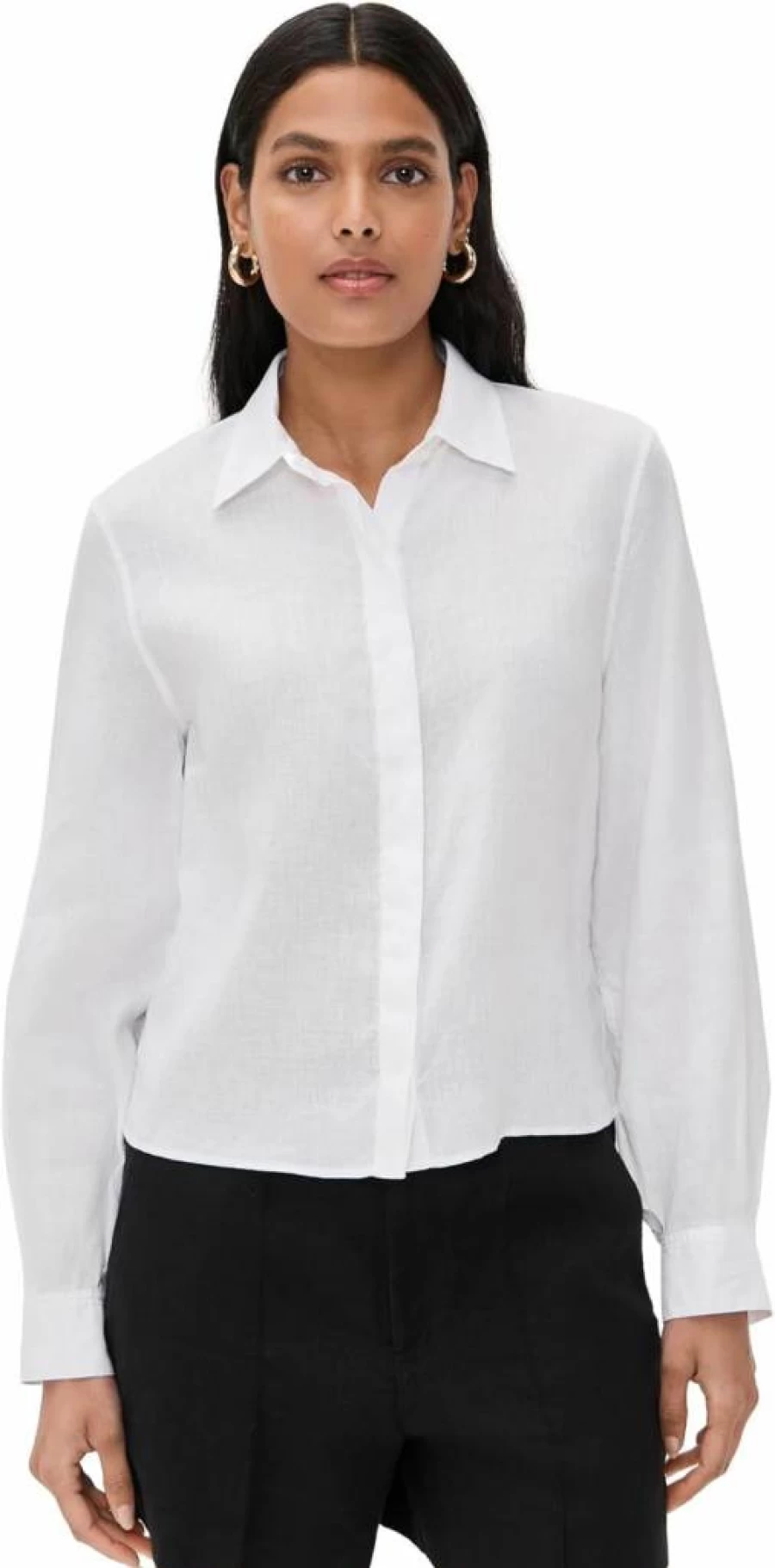 Theory Women's Curved Sleeve Blouse - Tailored Fit Stretch Shirt for Women