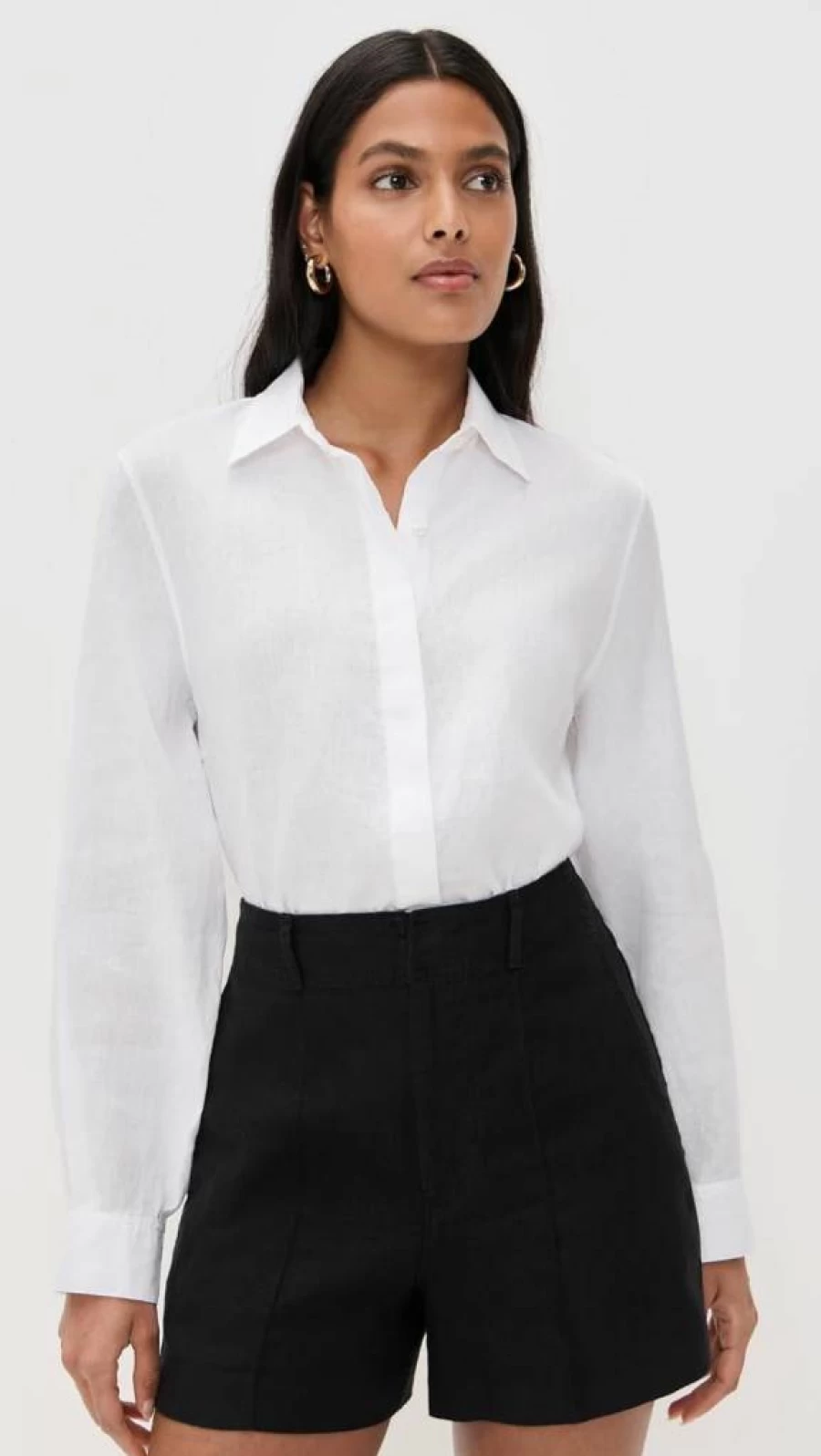 Theory Women's Curved Sleeve Blouse - Tailored Fit Stretch Shirt for Women