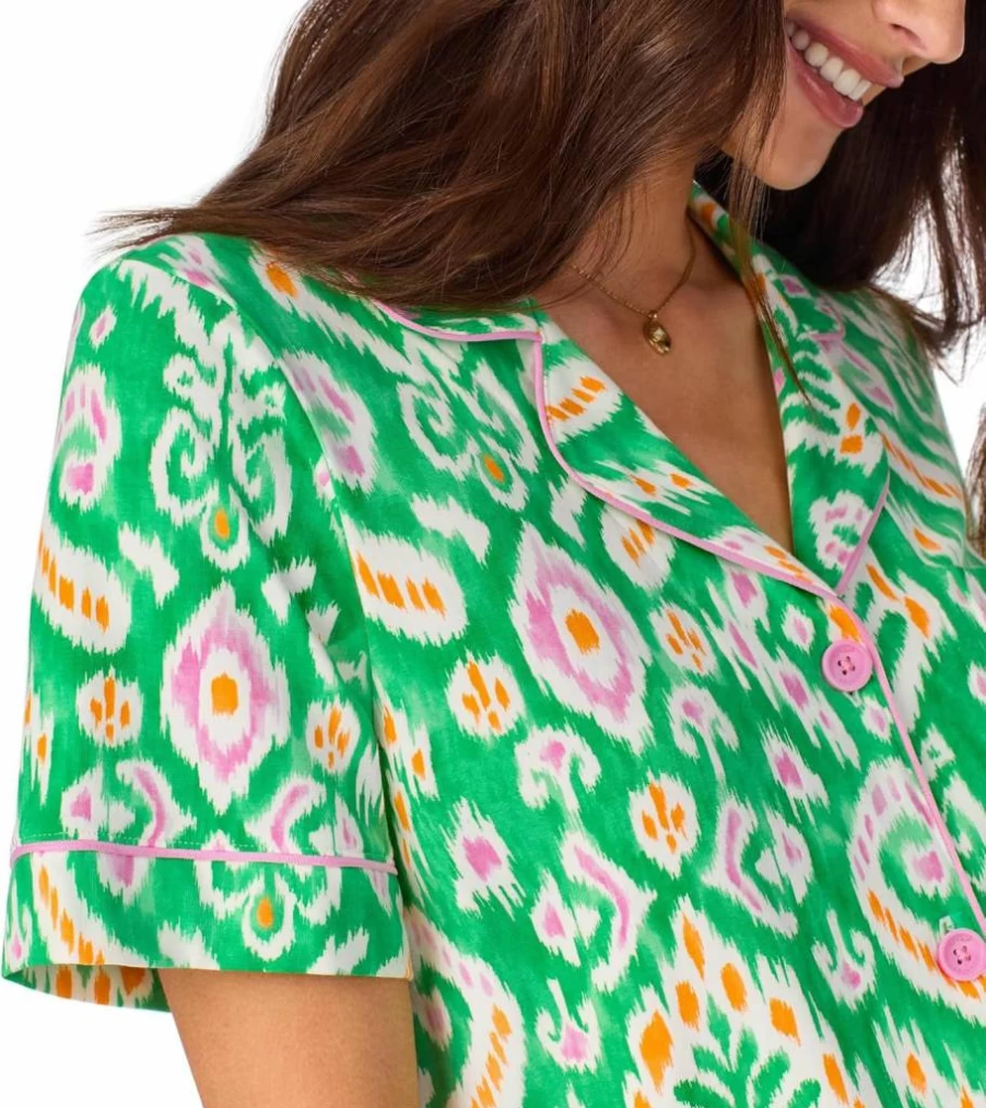 BedHead Pajamas Women's Organic Cotton Short Sleeve Notch Collar Pajama Set with Shorts
