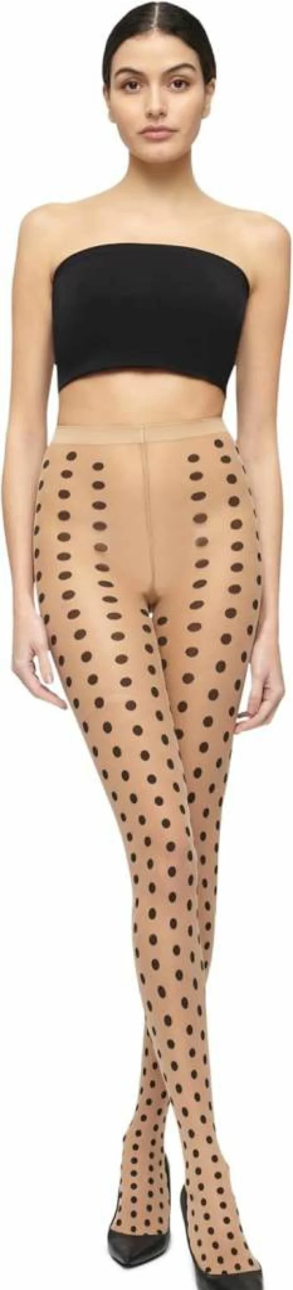 Wolford Bonny Dots Women's Sheer to Opaque Pantyhose with Bold Polka Dots & Comfortable Knitted Waistband