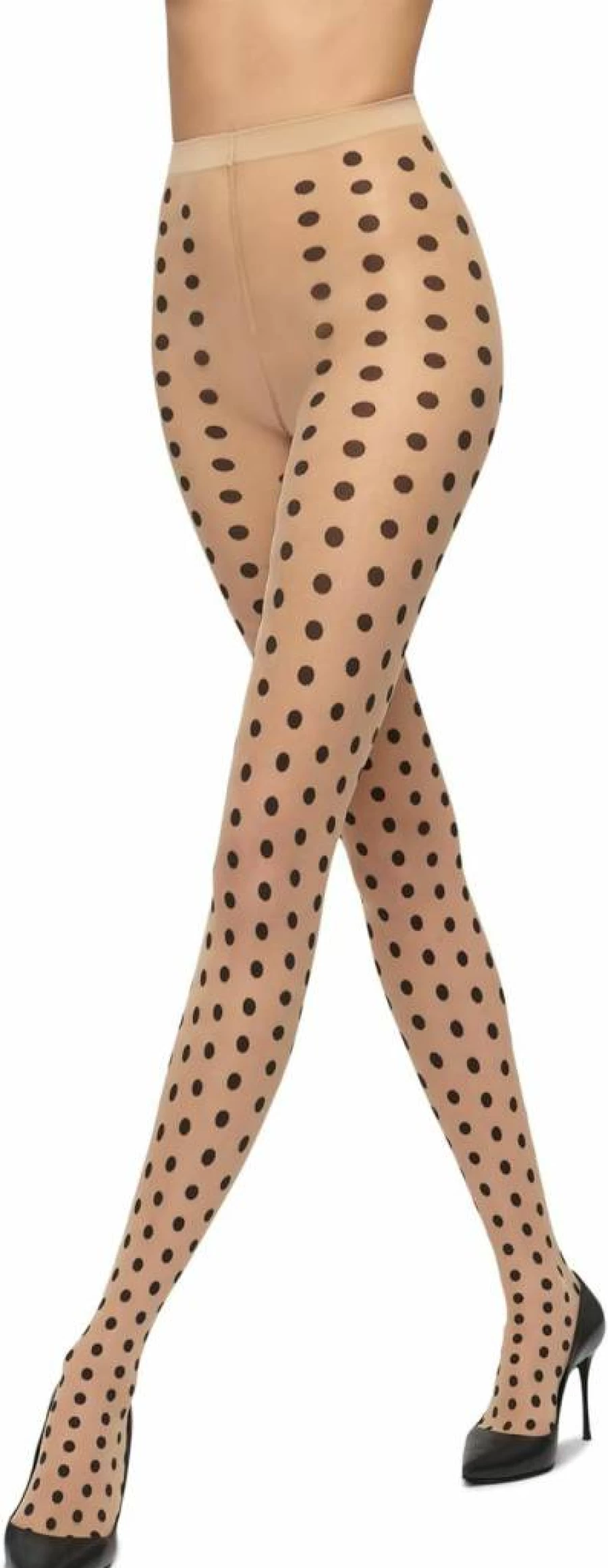 Wolford Bonny Dots Women's Sheer to Opaque Pantyhose with Bold Polka Dots & Comfortable Knitted Waistband