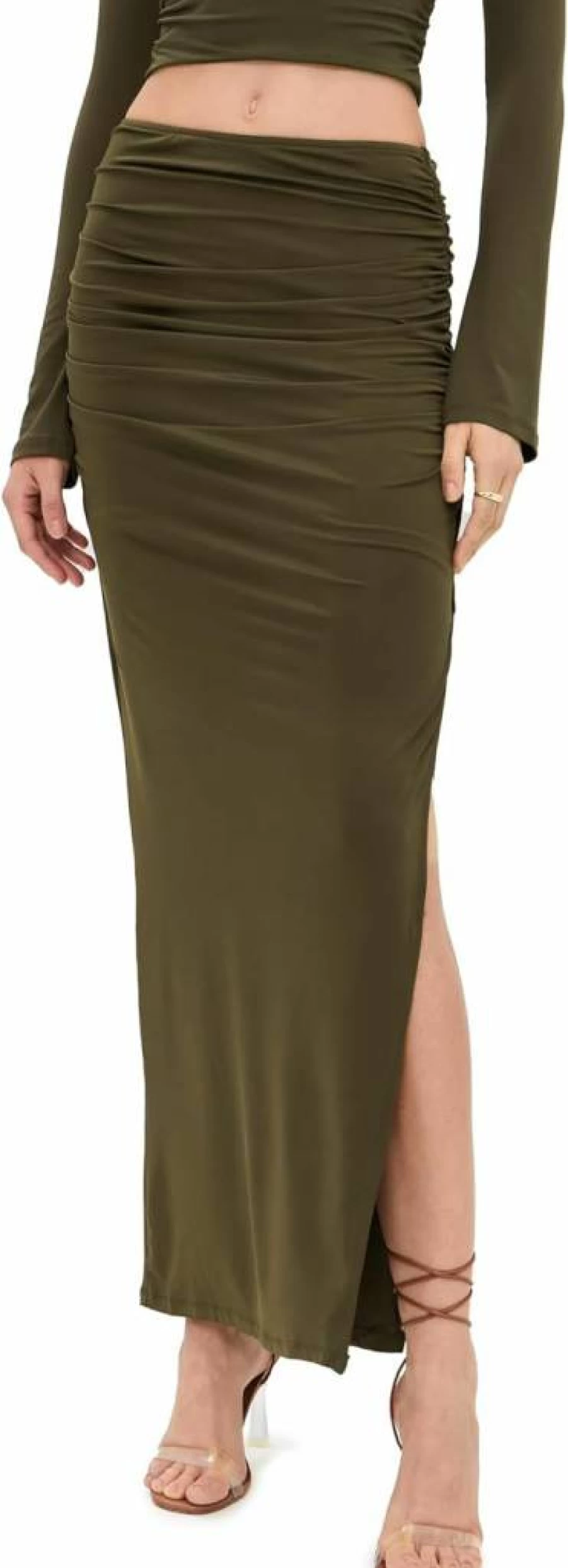 NIA Women's Selena High-Waisted Flowy Skirt - Elegant A-Line Midi Skirt for Casual & Dressy Outfits