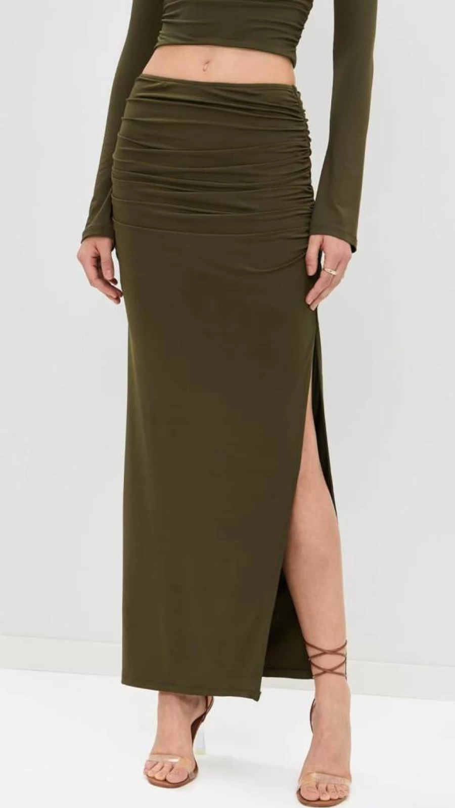NIA Women's Selena High-Waisted Flowy Skirt - Elegant A-Line Midi Skirt for Casual & Dressy Outfits