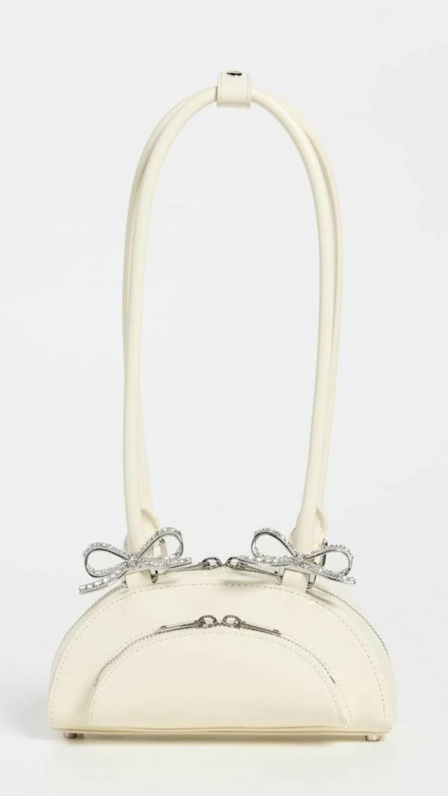Self Portrait Women's Cream Leather Mini Shoulder Bag - Elegant Curved Design