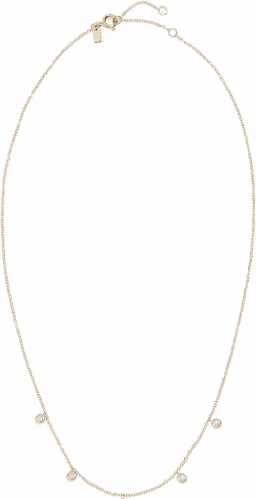 EF Collection 14K Gold Diamond Bezel Choker Necklace for Women - 5 Stone Elegant Layering Piece