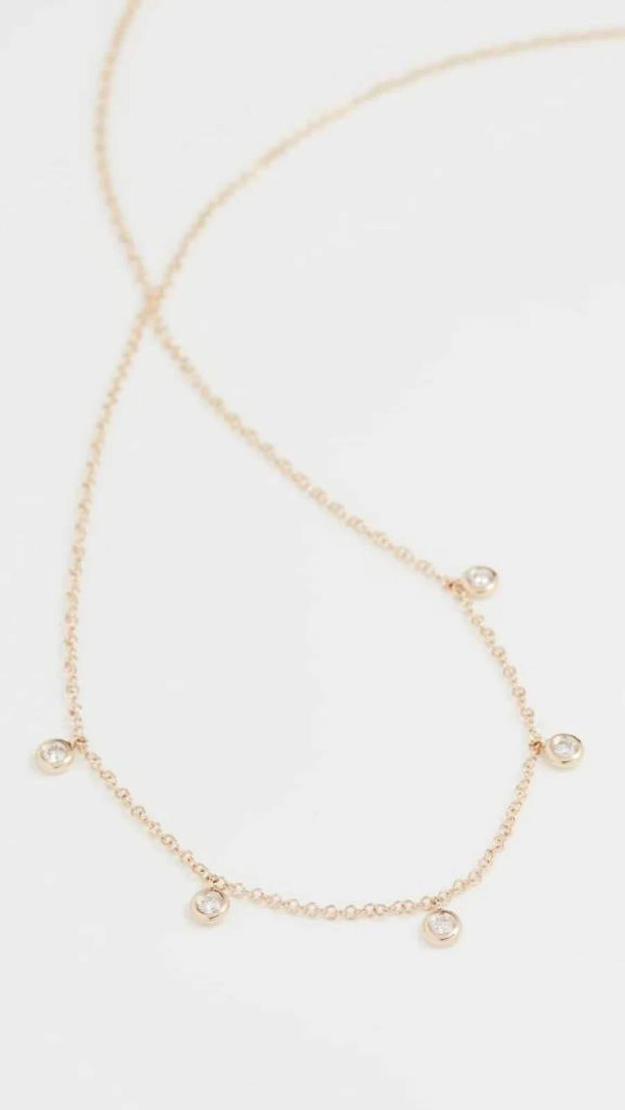 EF Collection 14K Gold Diamond Bezel Choker Necklace for Women - 5 Stone Elegant Layering Piece