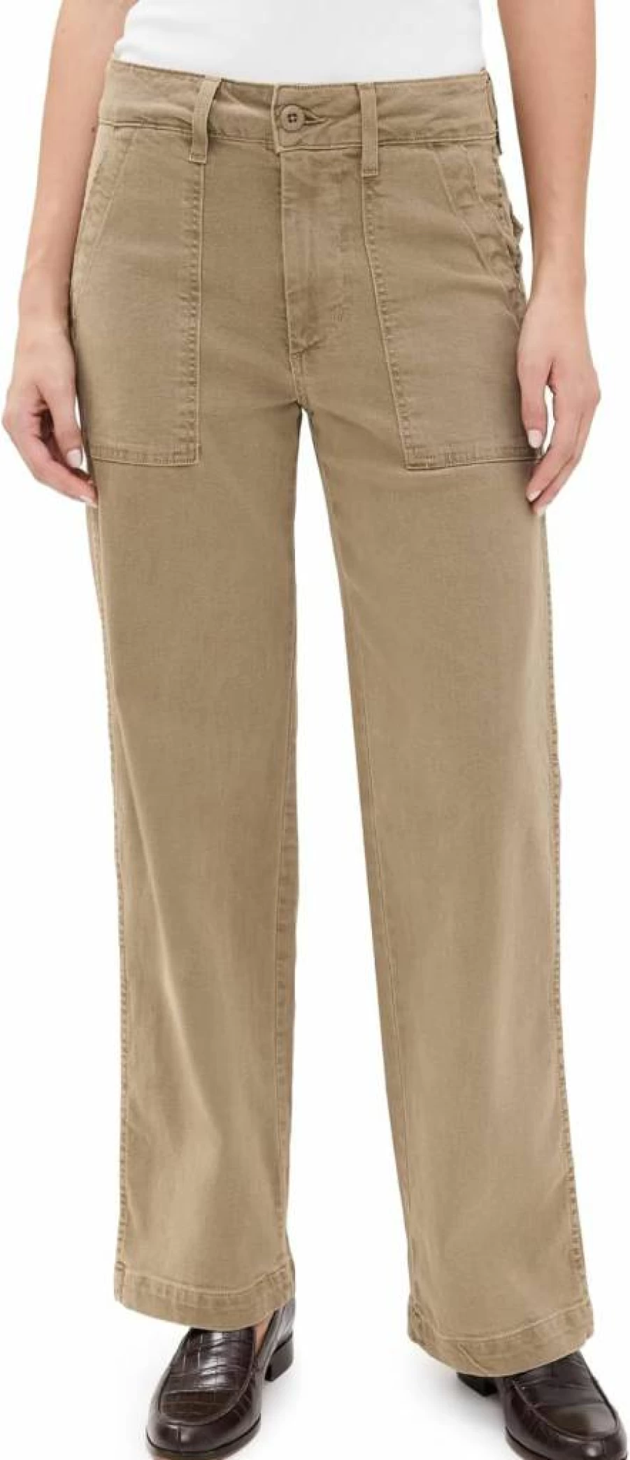 AMO Women's Casual Army Green Slouch Trousers - Comfortable Relaxed Fit Pants