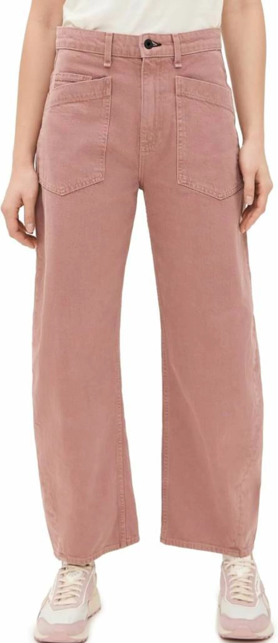 ASKK NY Women's Distressed High Waisted Twisted Barrel Jeans - Vintage Blue Stretch Denim Pants for Women