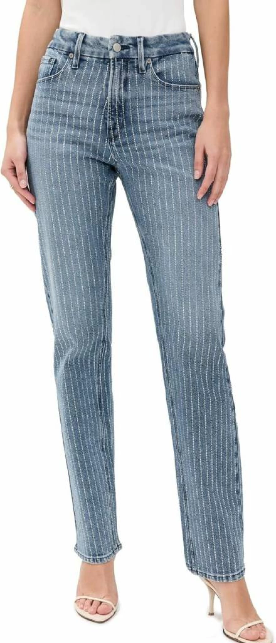Good American Iconic Indigo 728 Diamond Wash Women's Jeans - High Waist Slim Fit Denim