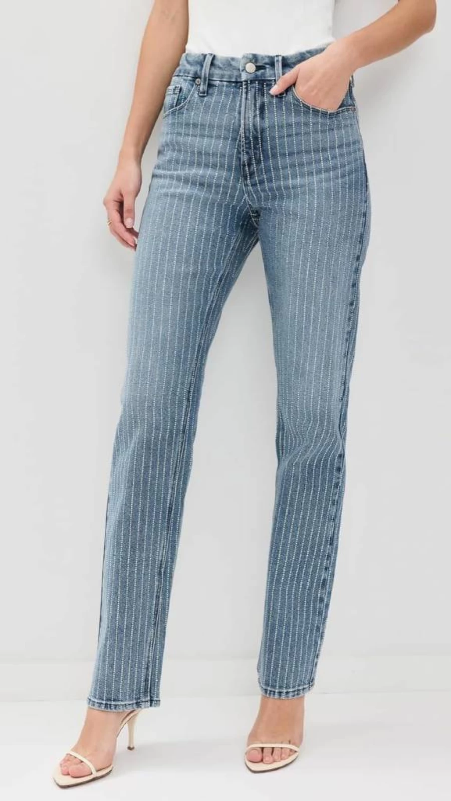 Good American Iconic Indigo 728 Diamond Wash Women's Jeans - High Waist Slim Fit Denim