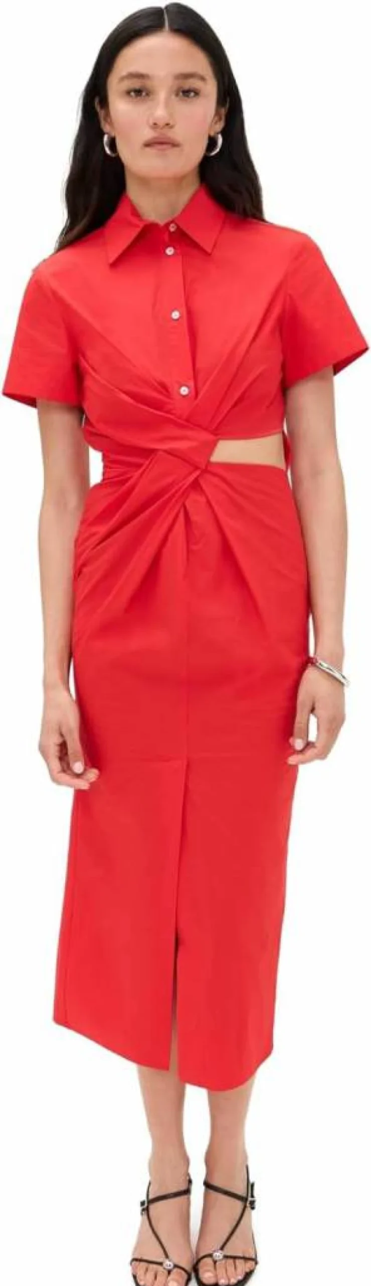 MSGM Women's Short Sleeve Collared Midi Dress - Stylish Casual Summer Dress