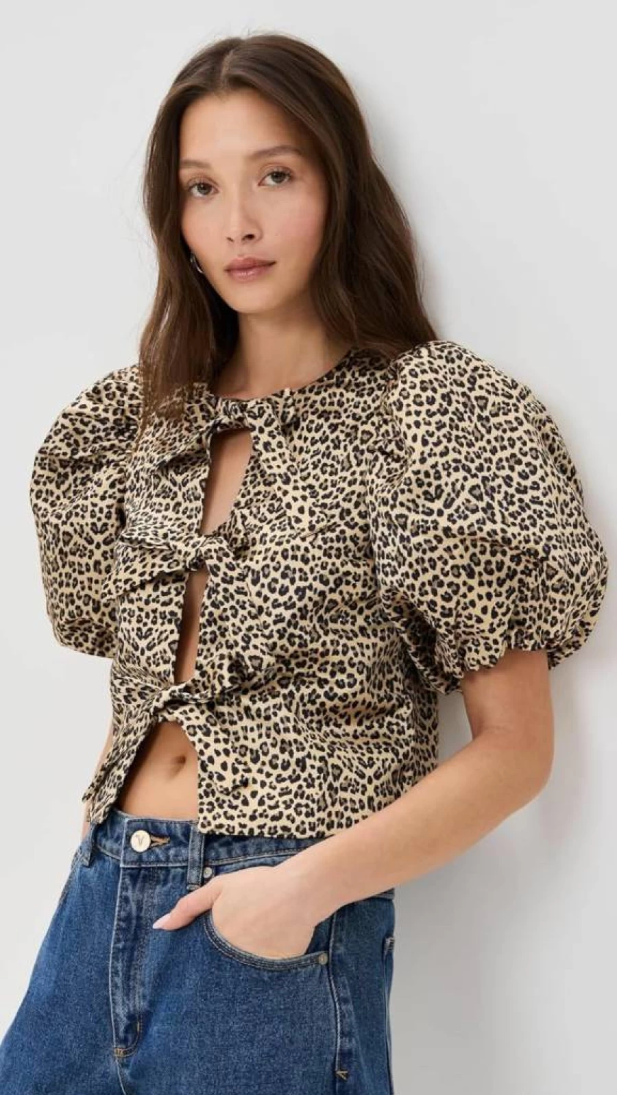 English Factory Women's Elegant Bow Detail Puff Sleeve Blouse - Stylish Feminine Tops