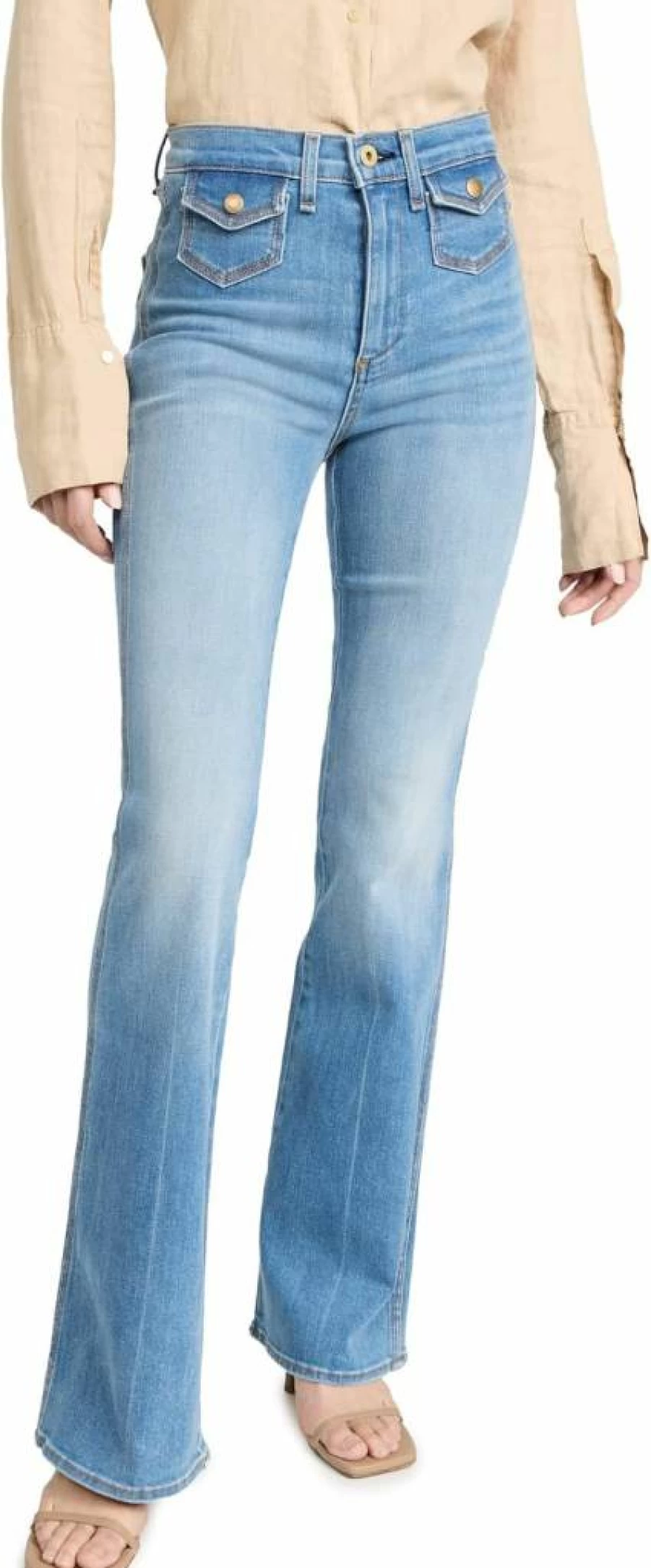 ASKK NY Women's Vintage 70s High-Waisted Flared Bootcut Jeans in Lime Green