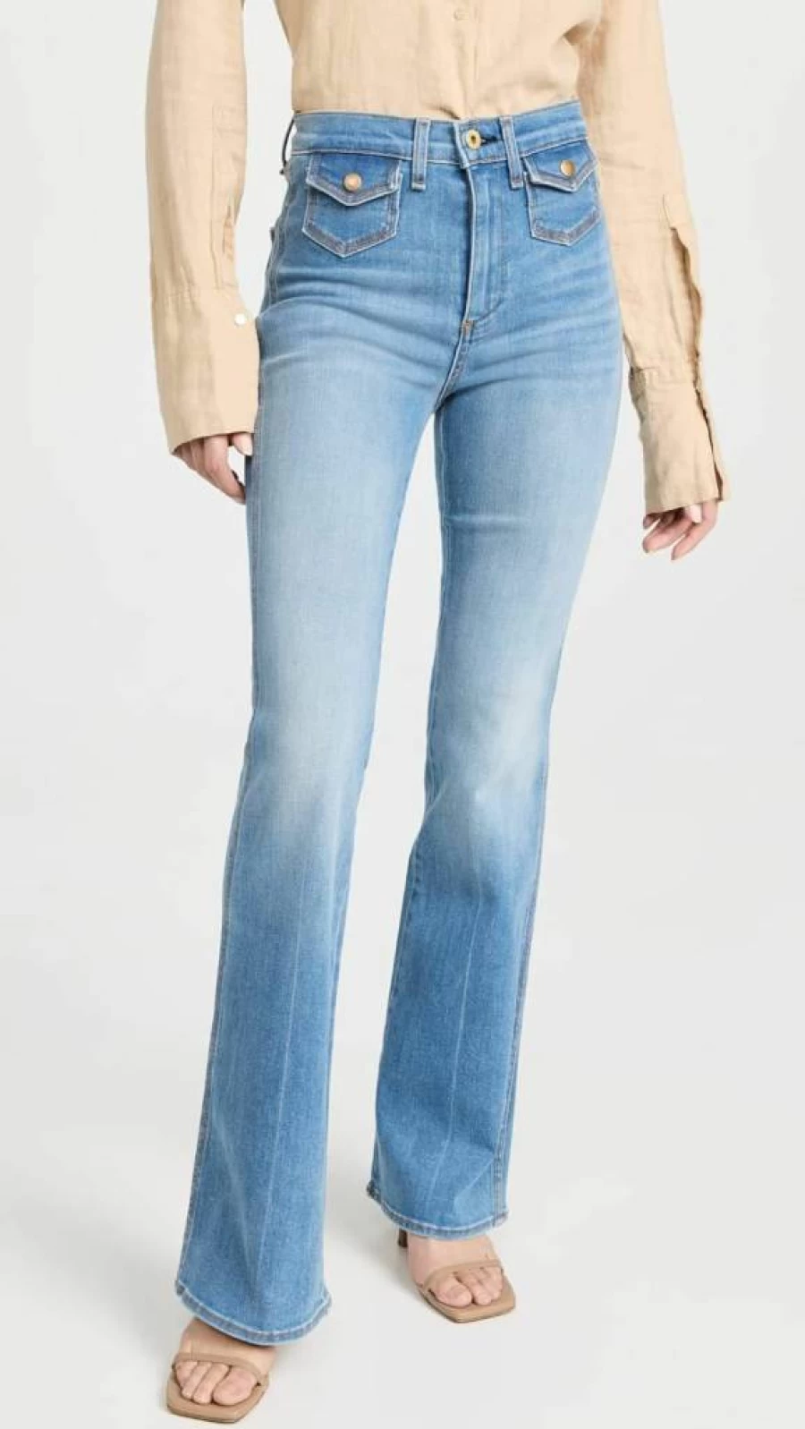 ASKK NY Women's Vintage 70s High-Waisted Flared Bootcut Jeans in Lime Green
