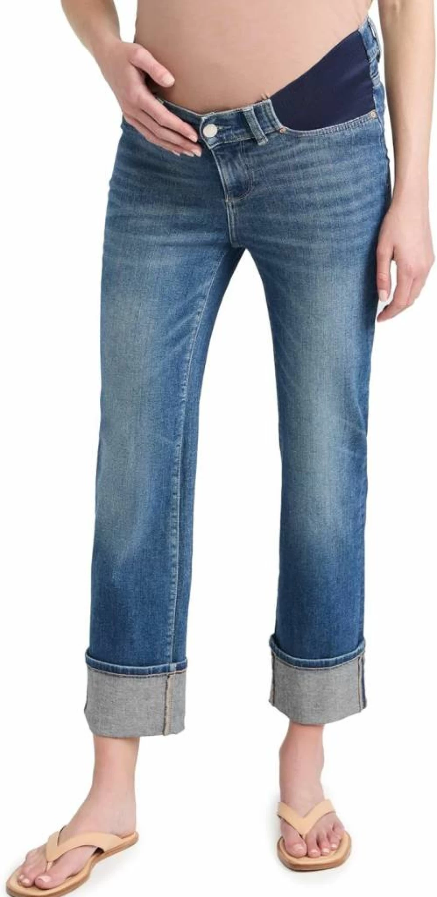 DL1961 Women's High Rise Maternity Jeans - Patti Straight Leg Ankle Length Denim Pants