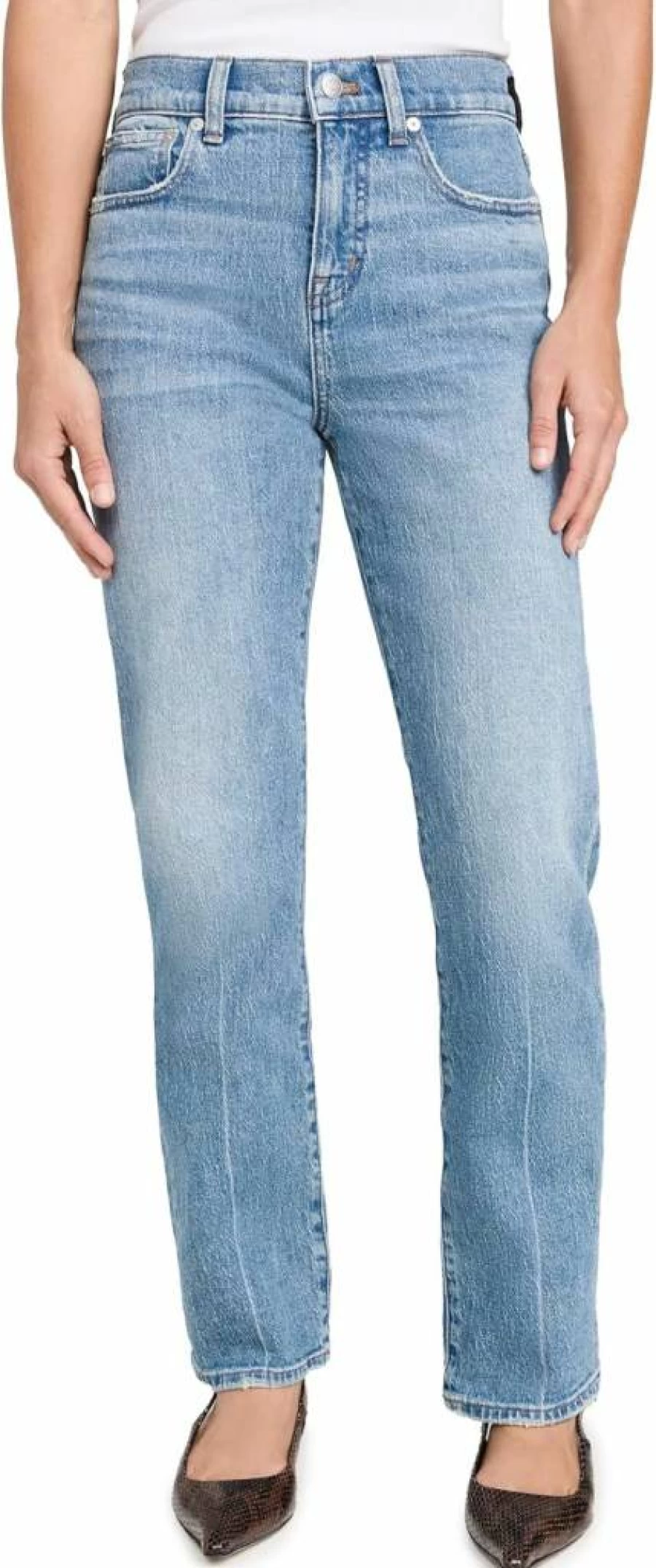 Madewell Women's Petite 90s Straight Leg Jeans - High Waist Vintage Denim Pants for Women