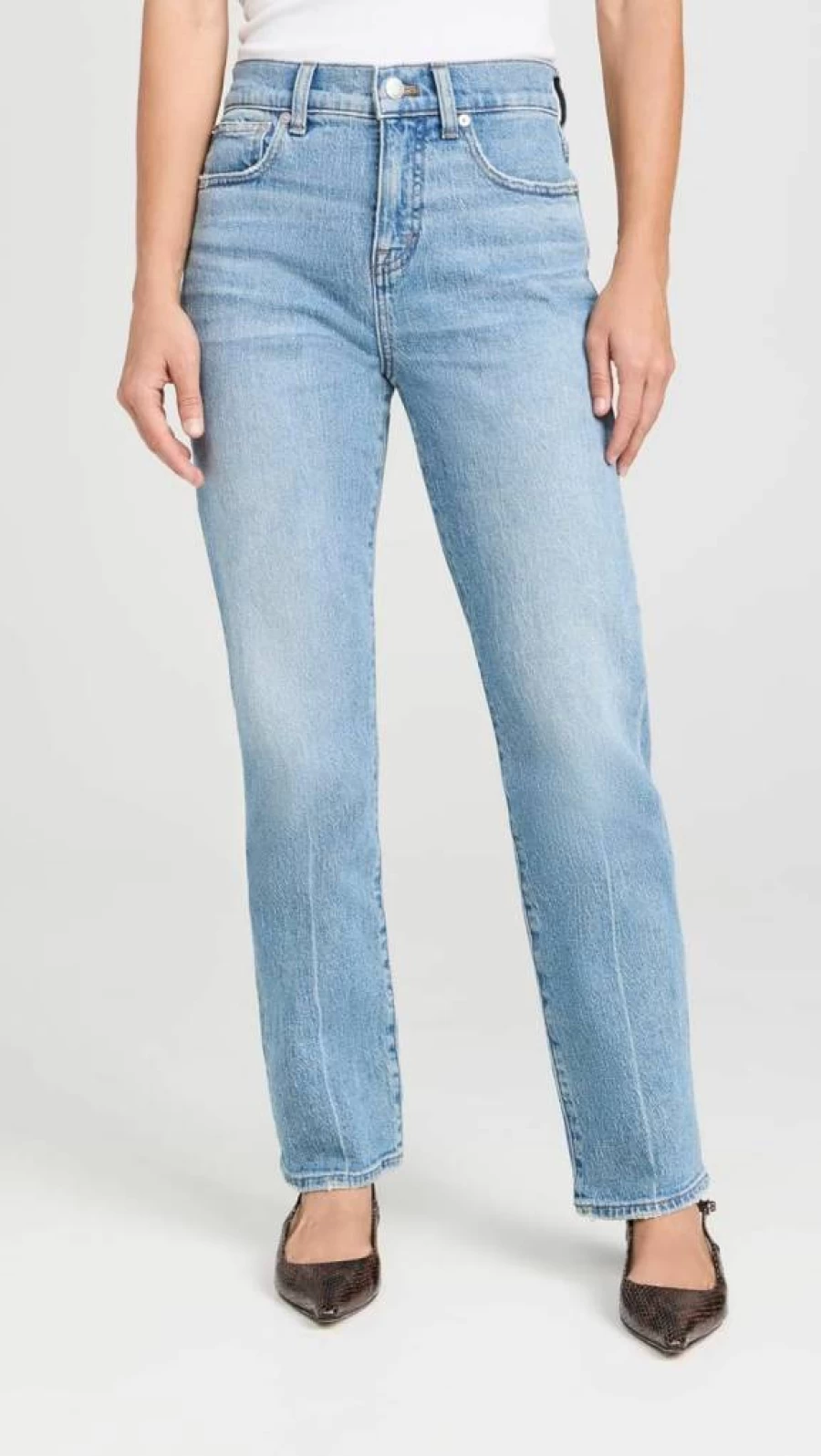 Madewell Women's Petite 90s Straight Leg Jeans - High Waist Vintage Denim Pants for Women
