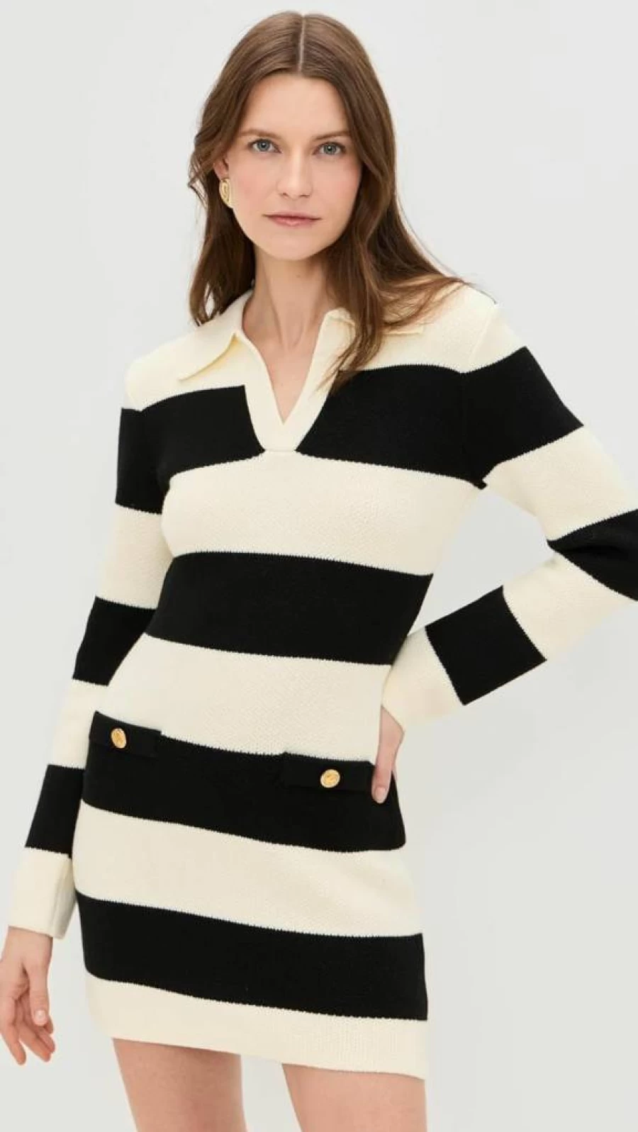 Endless Rose Striped Knit Mini Dress for Women - Casual Short Sleeve Bodycon Style