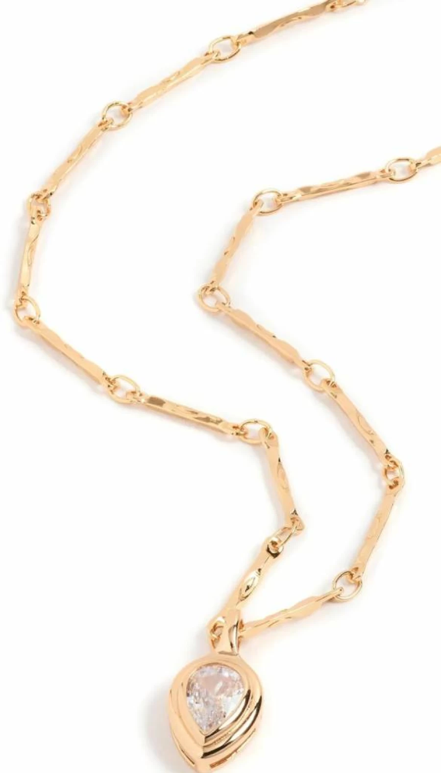 LUV AJ Women's Double Bezel Pear Charm Necklace - Sterling Silver Dainty Pendant Jewelry