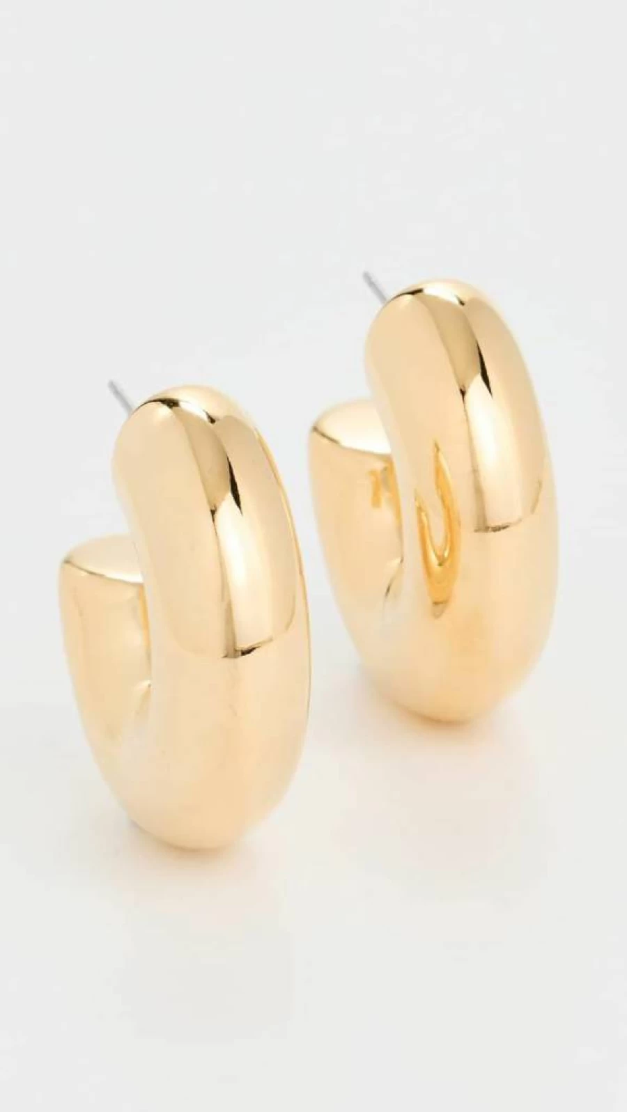 Brinker & Eliza Women's Mini Chubby Hoops - Gold Plated Small Hoop Earrings for Everyday Wear