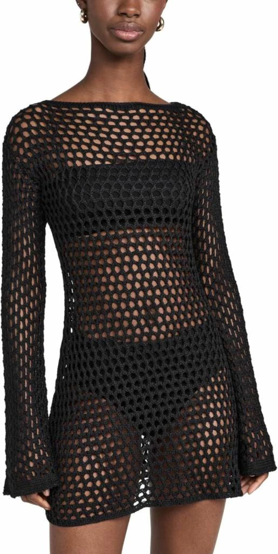 ViX Swimwear Women's Belle Knit Black Short Coverup - S Size Beachwear Summer Wrap