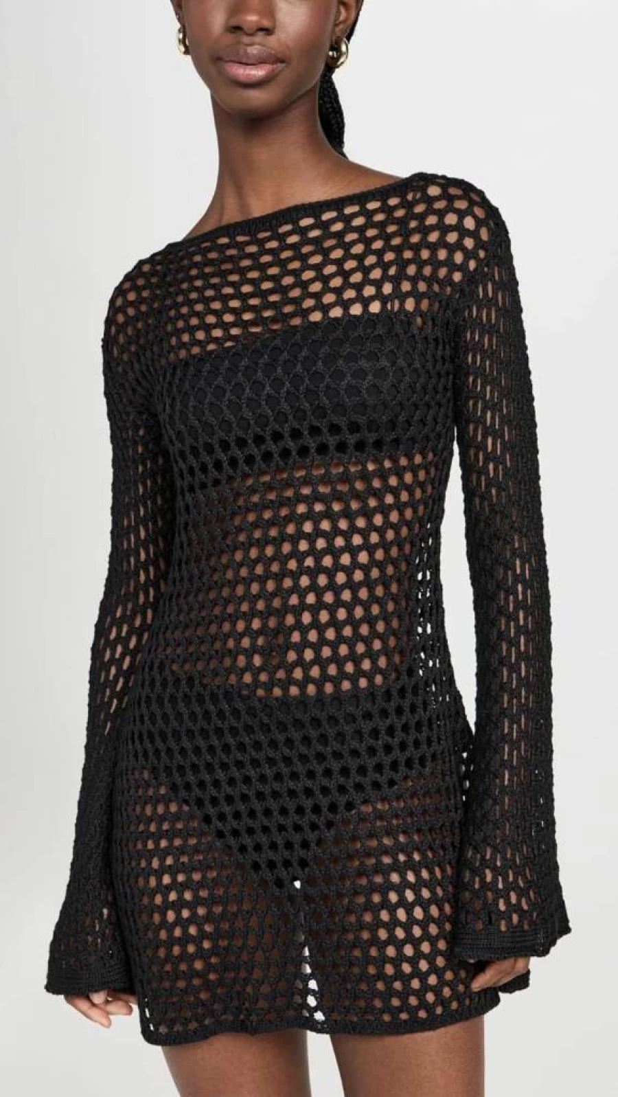 ViX Swimwear Women's Belle Knit Black Short Coverup - S Size Beachwear Summer Wrap