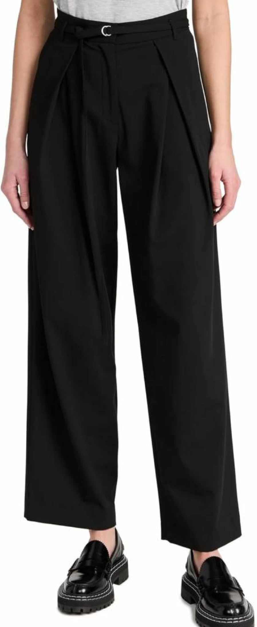 Pixie Market Women's Zoe High-Waisted Belted Trousers with Adjustable Waistband