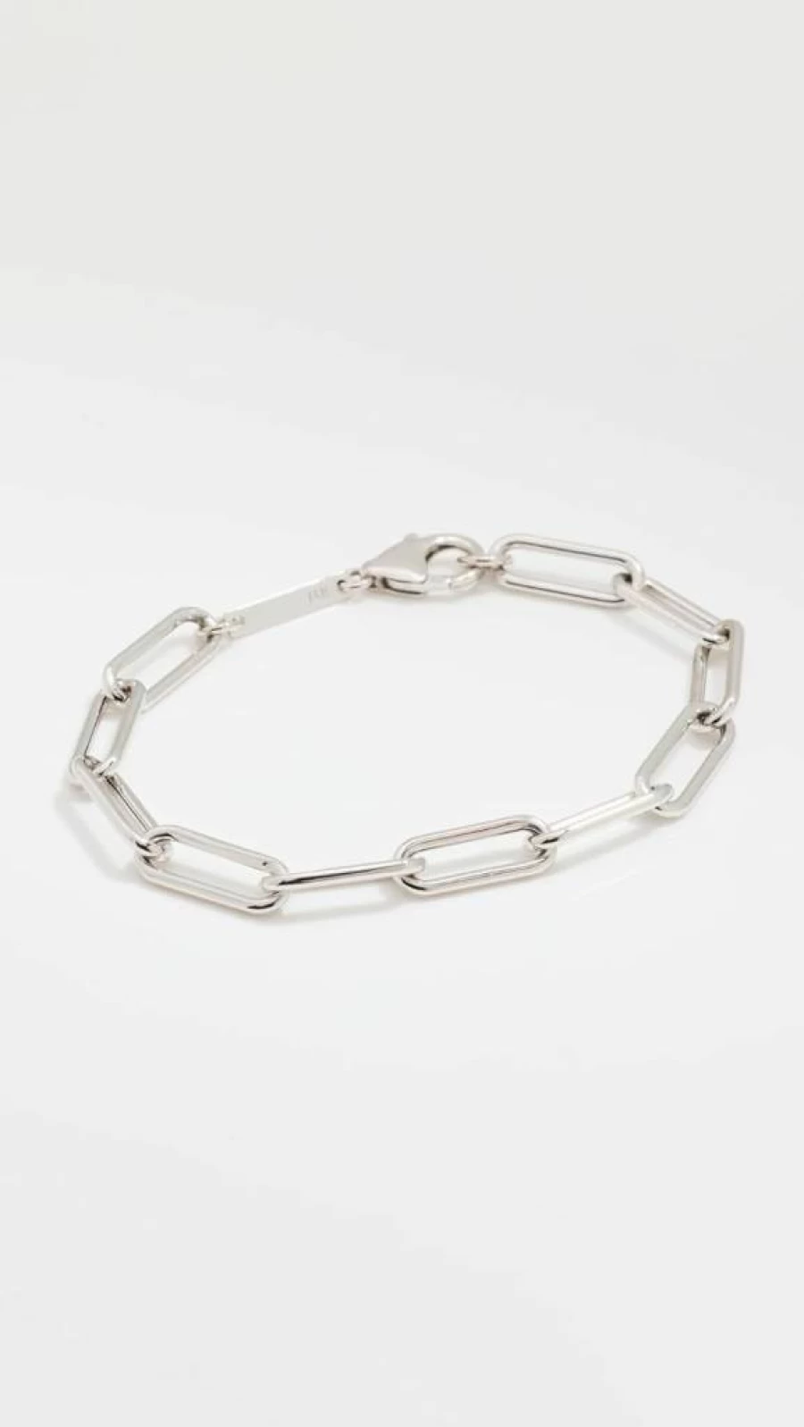 ZOE CHICCO 14K White Gold Paperclip Chain Bracelet for Women - Minimalist Large Link Design