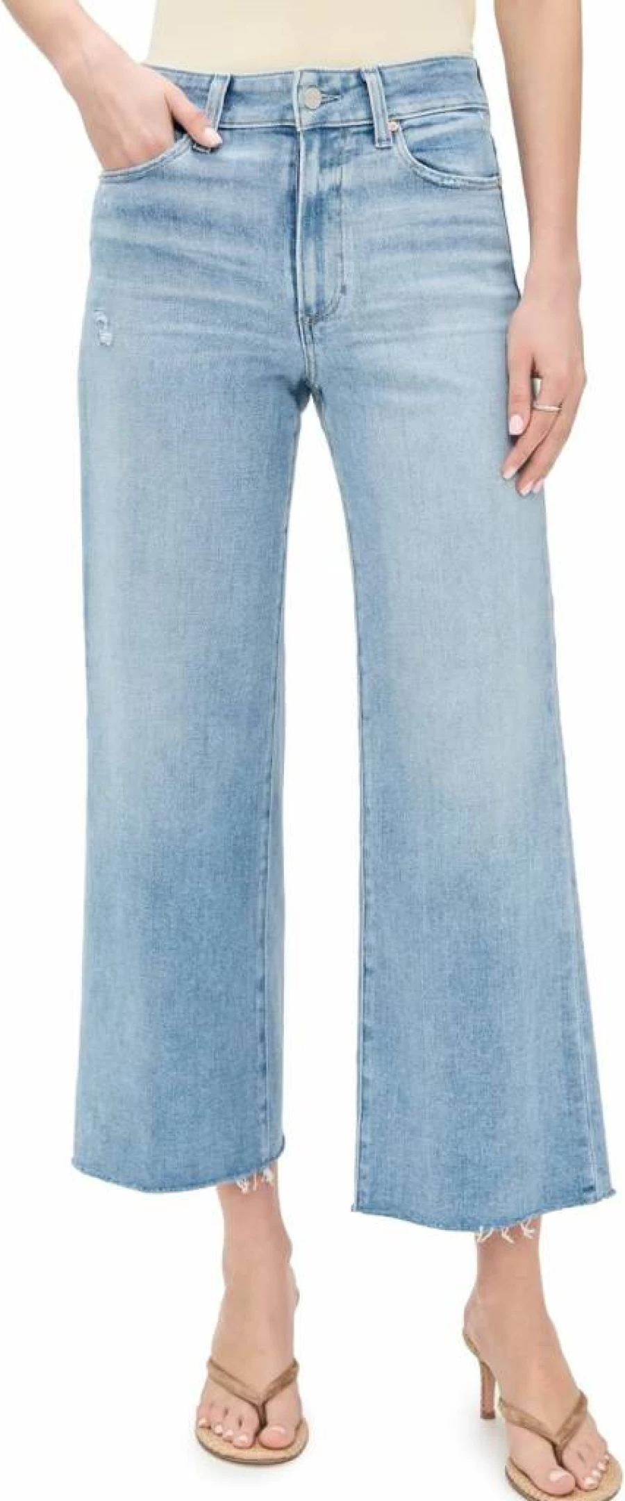 PAIGE Women's Anessa Wide Leg Ankle Jeans - High Waist Stretch Denim Pants for Women
