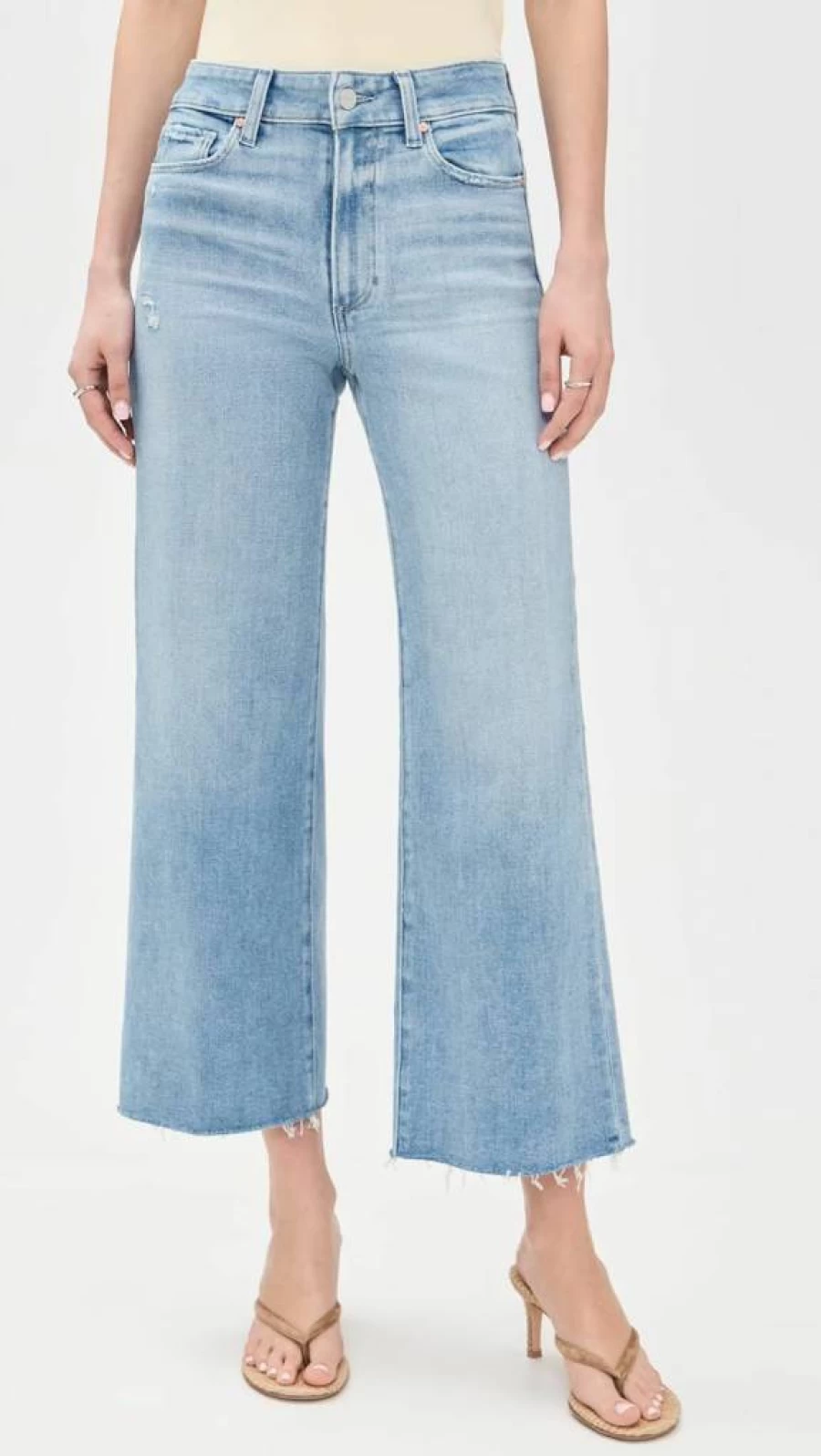 PAIGE Women's Anessa Wide Leg Ankle Jeans - High Waist Stretch Denim Pants for Women