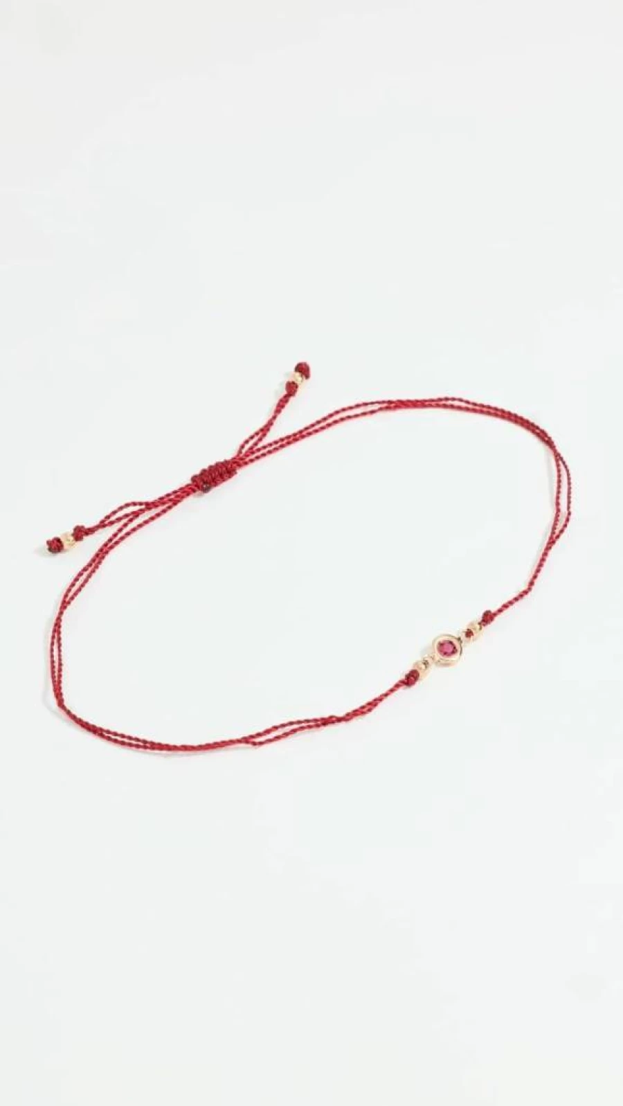 ZOE CHICCO 14K Gold Ruby Bracelet with Red Cord for Women - Floating Gemstone Jewelry