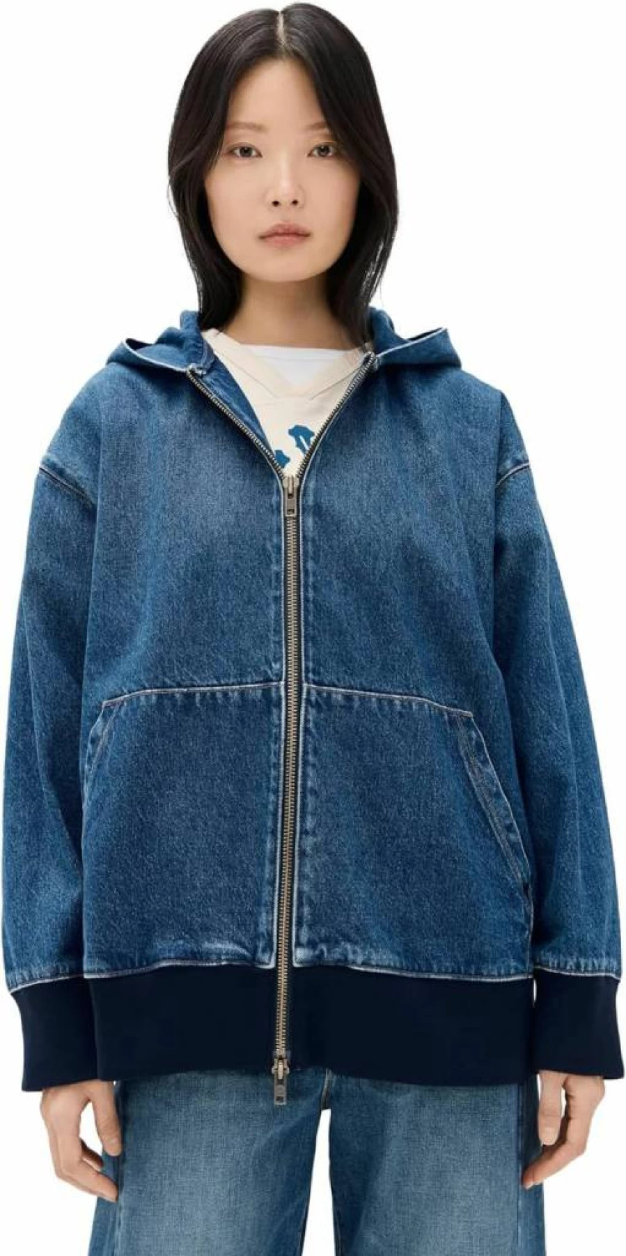 MOTHER Women's The Big Tipper Zip-Up Hoodie - Casual Fleece Jacket with Zipper Closure