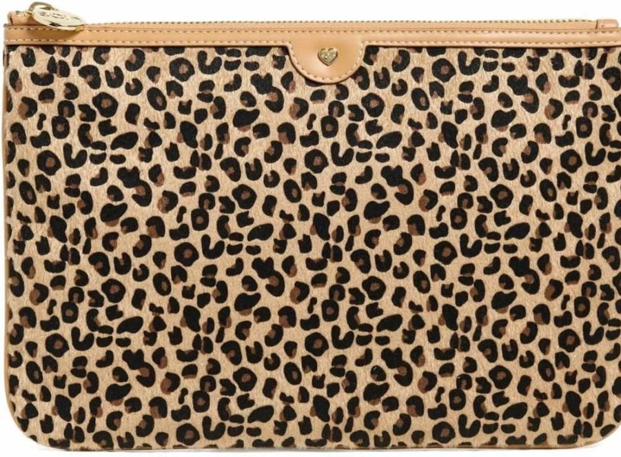 Stoney Clover Lane Leopard Print Brown Oversized Flat Pouch - One Size