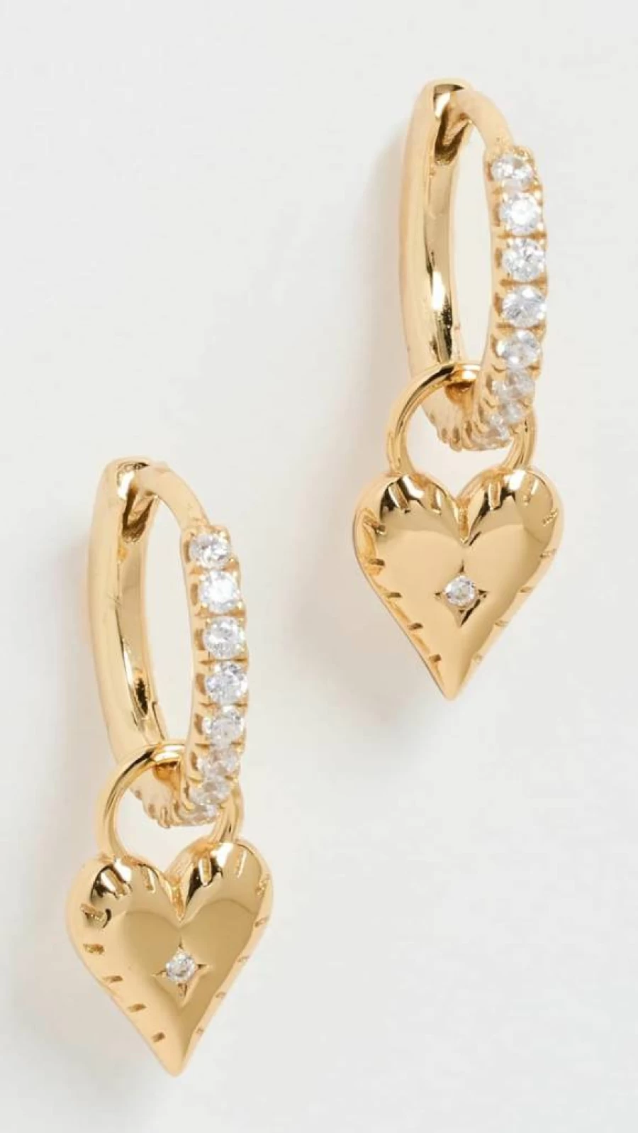 SHASHI 14K Gold Heart Charm Huggie Hoop Earrings for Women