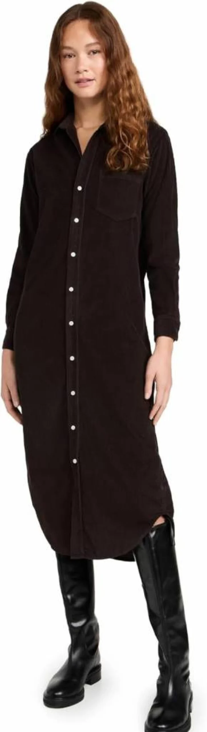 Frank & Eileen Women's Corduroy Maxi Shirtdress - Long Sleeve Button Down Dress