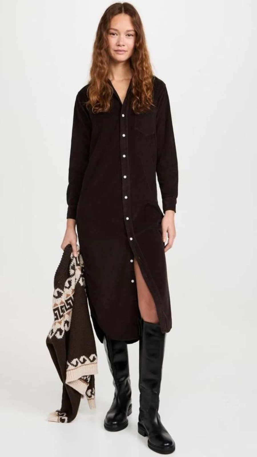 Frank & Eileen Women's Corduroy Maxi Shirtdress - Long Sleeve Button Down Dress