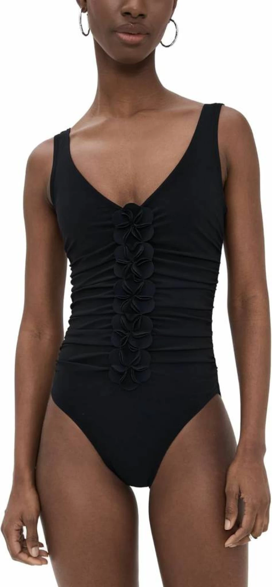 Karla Colletto Women's V-Neck Silent Underwire Tank One Piece Swimsuit