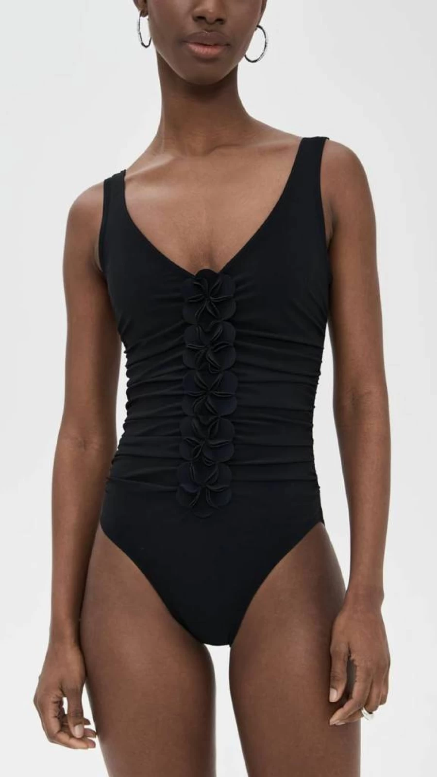 Karla Colletto Women's V-Neck Silent Underwire Tank One Piece Swimsuit
