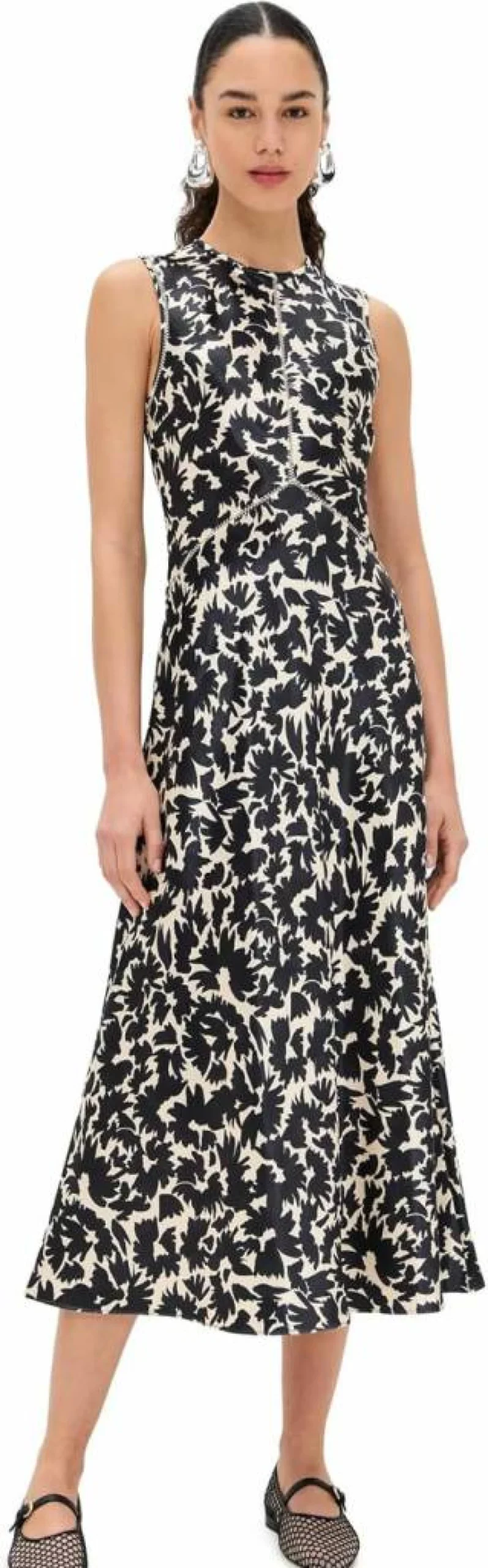 Ulla Johnson Women's Lisbet Floral Printed Midi Dress with Puff Sleeves and Ruffled Hem