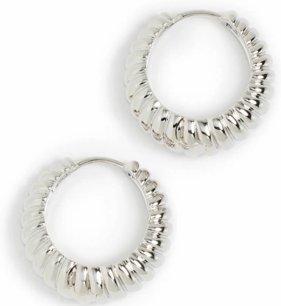 LUV AJ Women's Ridged Marbella Hoop Earrings
