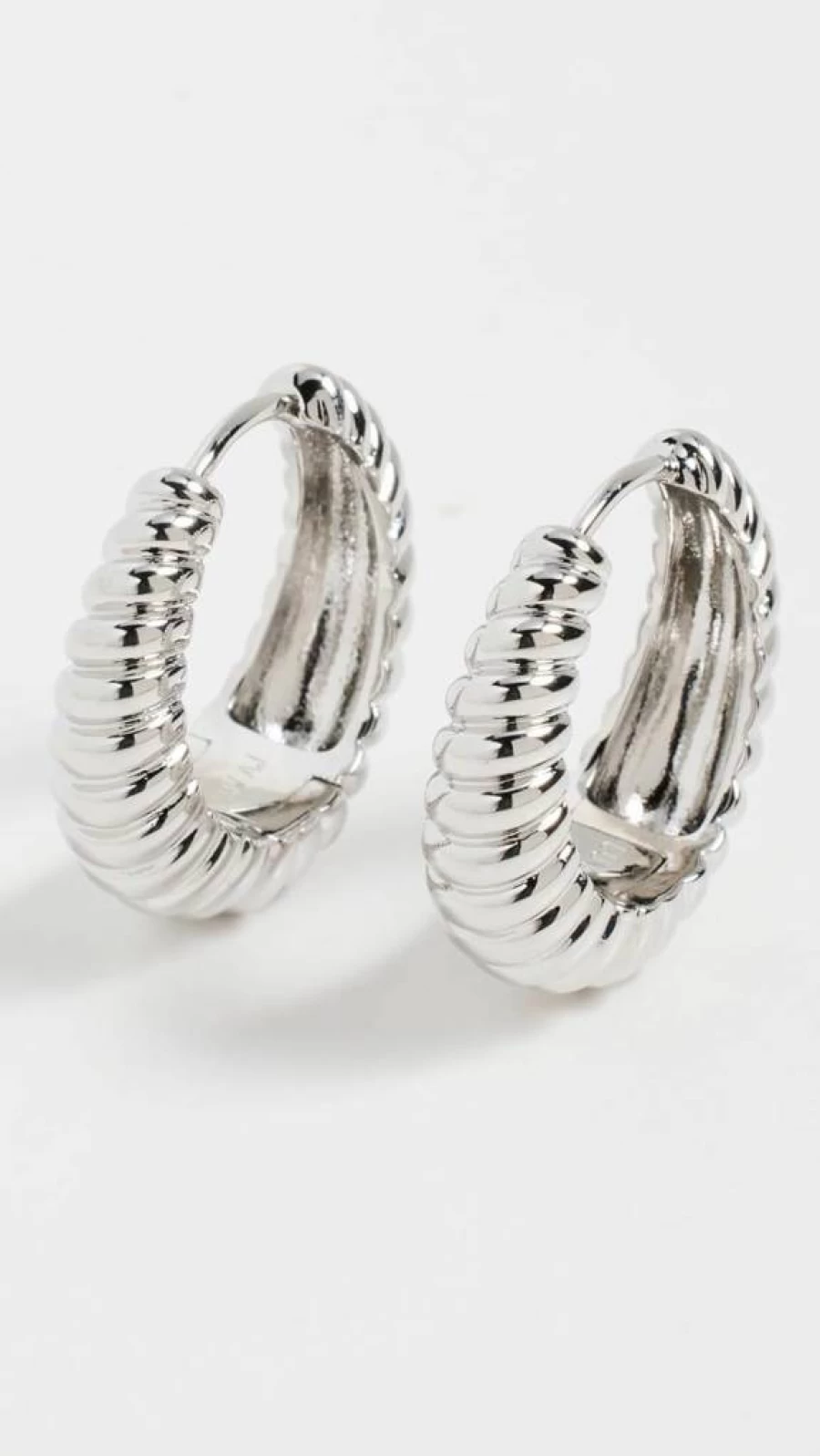 LUV AJ Women's Ridged Marbella Hoop Earrings