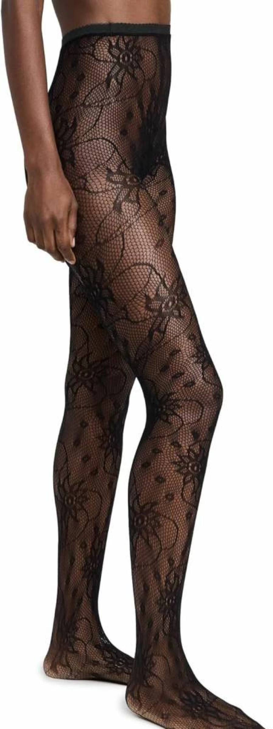 STEMS Women's Wild Flower Fishnet Tights - Elegant Floral Pattern Sheer Stockings