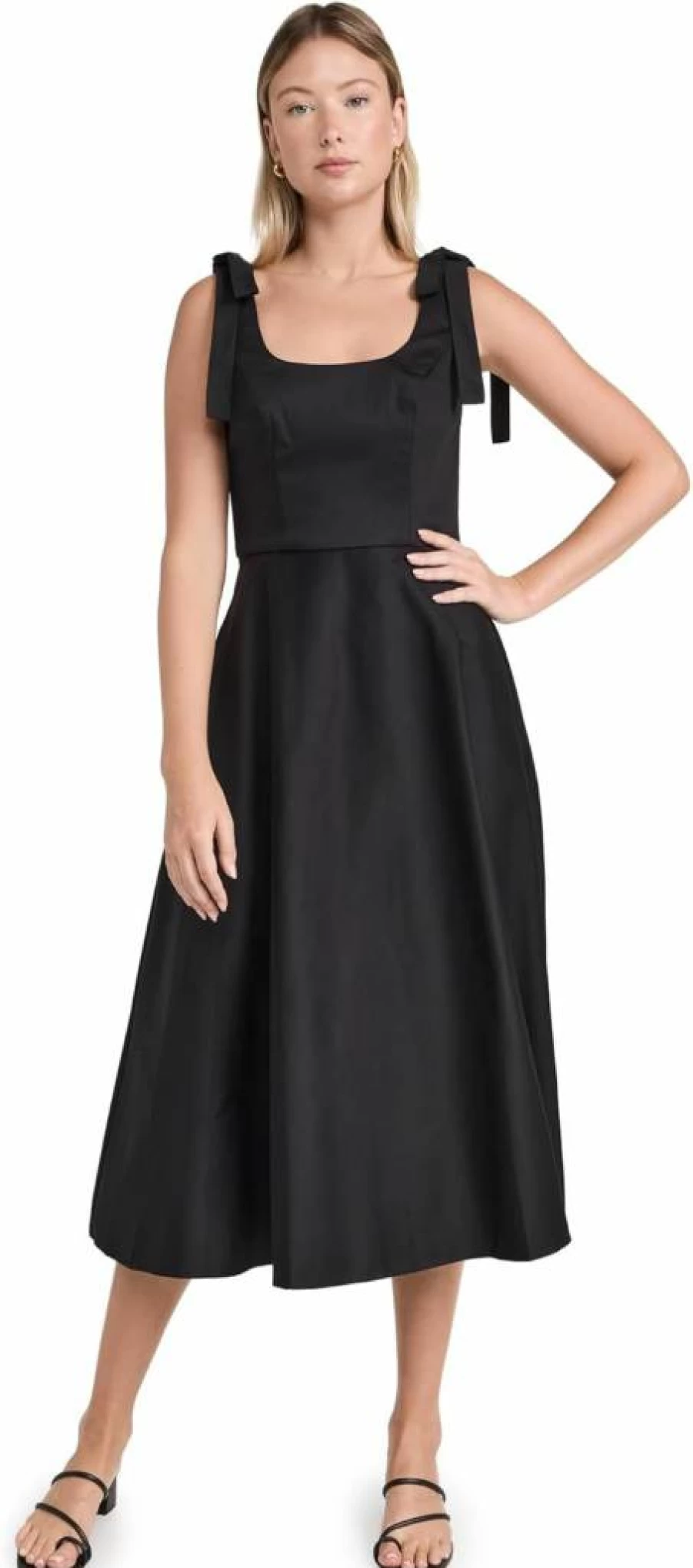 Shoshanna Women's Kimberly Dress in Jet Black Cotton Sateen - Elegant Fit & Comfort