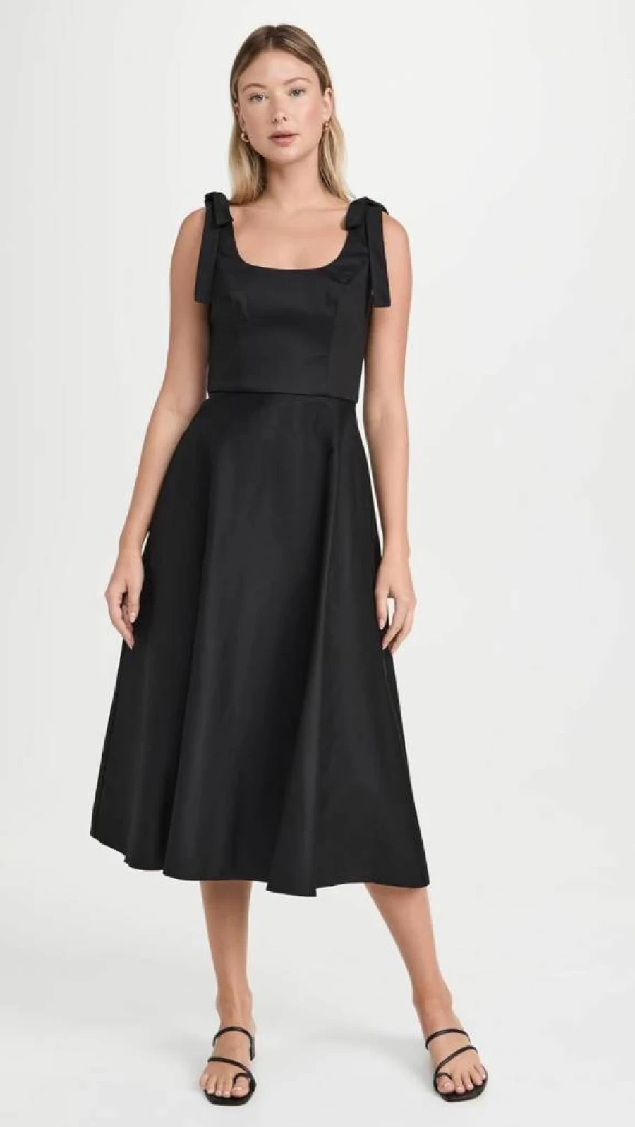 Shoshanna Women's Kimberly Dress in Jet Black Cotton Sateen - Elegant Fit & Comfort